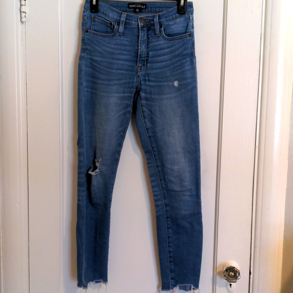 J. Crew Mercantile Light Wash Skinny Jeans with Knee Distress